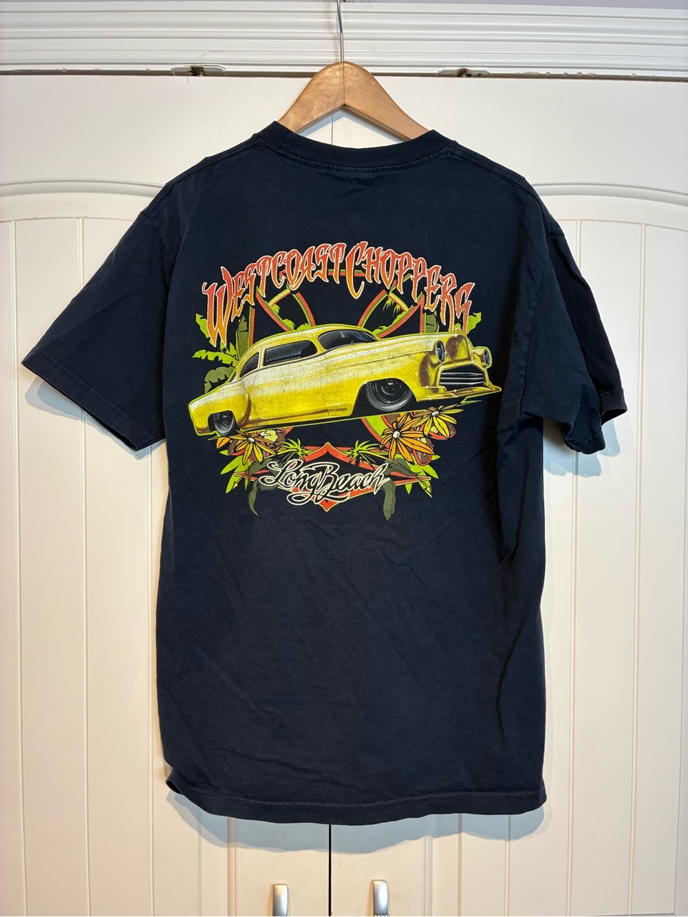 Wets Coats Choppers Black Short-Sleeve Tee with Yellow Car Graphic Size L